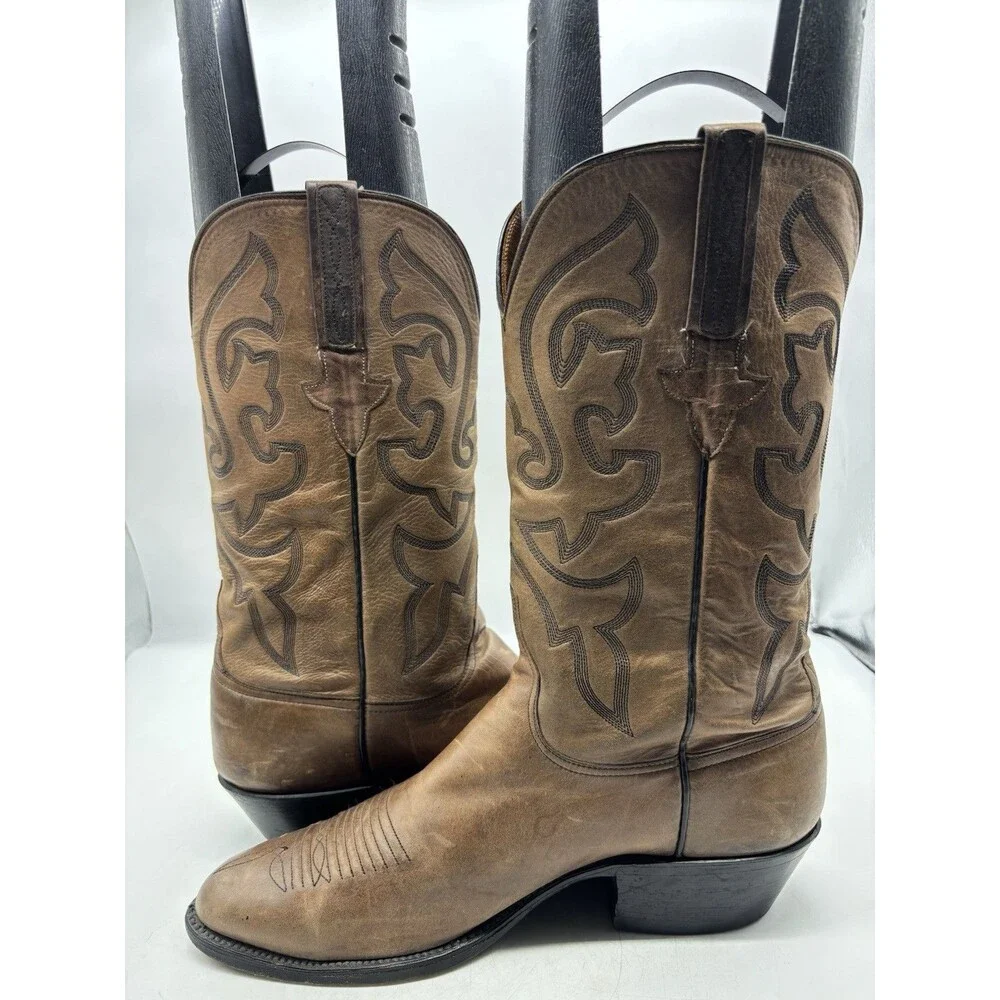 LUCCHESE WESTERN COWBOY BOOTS MENS SZ 9.5 D DANCEHALL RANCH RODEO MADE in USA